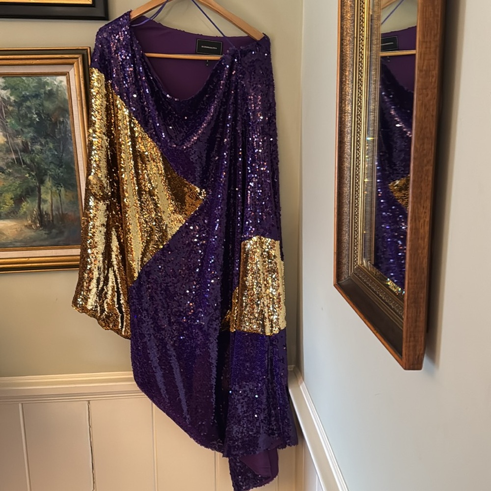 BCBGMAXAZRIA Marcello One Shoulder Sequin Evening Dress Soze M Medium New Years - Picture 6 of 7